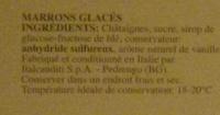 Marrons Glacs Ingredients
