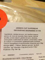 Jambon Cuit Superieur Ingredients