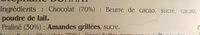 Chocolat Lait Au Pralin Amandes Ingredients