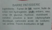 Barre Ptissire Ingredients