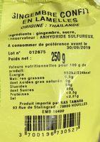 Gingembre Confit Ingredients