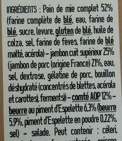 Sandwich Jambon Comt Beurre Piment D'espelette Ingredients