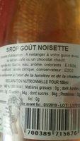 Sirop Pour Caf Noisette Ingredients