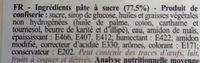 Pte  Sucre Vanille Ingredients