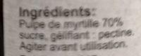 Coulis De Myrtille Ingredients