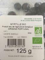 Myrtilles Bio Ingredients