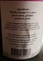 Confiture MYRTILLE Sauvage Ingredients