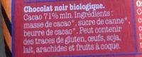 Tablette Chocolat Noir 71% Ingredients