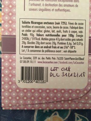 Nicaragua Onctueux Noir 72%