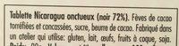 Nicaragua Onctueux Noir 72% Ingredients