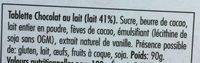 Chocolat Au Lait 41% Ingredients