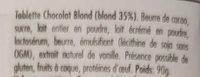 Grands Crus Chocolat Blond 35% Ingredients