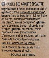 Sables Bio Crousti Epeautre Ingredients