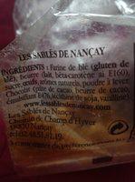 Biscuits Aux Ppites De Chocolat LES SABLES DE NANCAY, Sachet De Ingredients