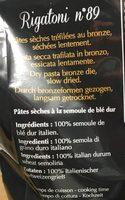 Rigatoni N*89 Ingredients
