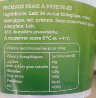 Burrata Biologique Ingredients