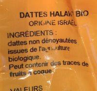 Dattes Halawi Ingredients
