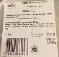 Brocciu AOP Ingredients