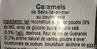 Caramels De Belle Ile En Mer Ingredients