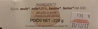Le Gteau Aux Noix 220G Ingredients