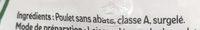 Poulet Sans Abats Ingredients