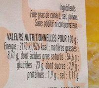 Foie Gras De Canard Entier Ingredients