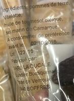 Chips Artisanales Ingredients