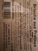 La Fleur D'epine Brioche Aux Pralines Ingredients