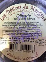 Dlice De Tapenade Noire Ingredients