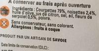 Tartinable De Courgettes Aux Noisettes Et Fleurs De Serpolet Ingredients