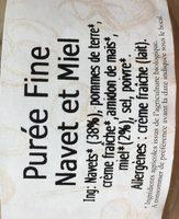Mousseline De Navets Au Miel Bio, 220GR Ingredients