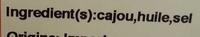 Noix De Cajou Grille Sale  Ingredients
