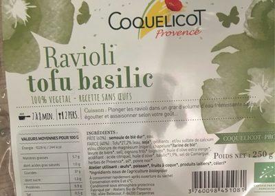 250G Ravioli Frais Au Tofu Et Au Basilic Sans Oeuf