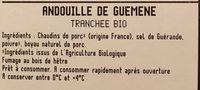Andouille De Gumn Tranche, Bio Ingredients
