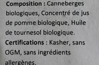 Canneberges Ingredients