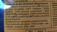Aligot Lyophilis Ingredients