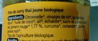 Pte De Curry Tha Jaune Biologique Doux Ingredients