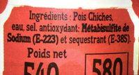 Pois Chiches Ingredients