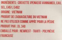 QUEUES DE CREVETTE TROPICALES CUITES Ingredients