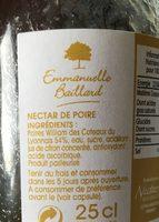 Nectar De Poire William Ingredients