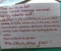 Riz Au Lait Avec Raisins Ingredients