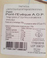 Pont L'vque AOP Ingredients