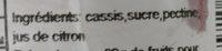 Confiture Cassis Eppine Ingredients