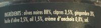 Tapenade Noire Au Gingembre Ingredients