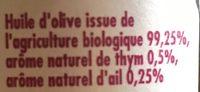 Huile Dolive Thym Et Ail Ingredients