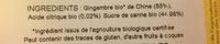 Gingembre En Lamelles Ingredients