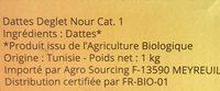 Dattes Deglet Nour Ingredients