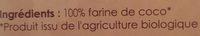 Farine De Coco Biologique Ingredients