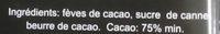 Chocolat Noir 75% Cacao Ingredients