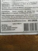 Panela Sucre Complet De Canne Ingredients